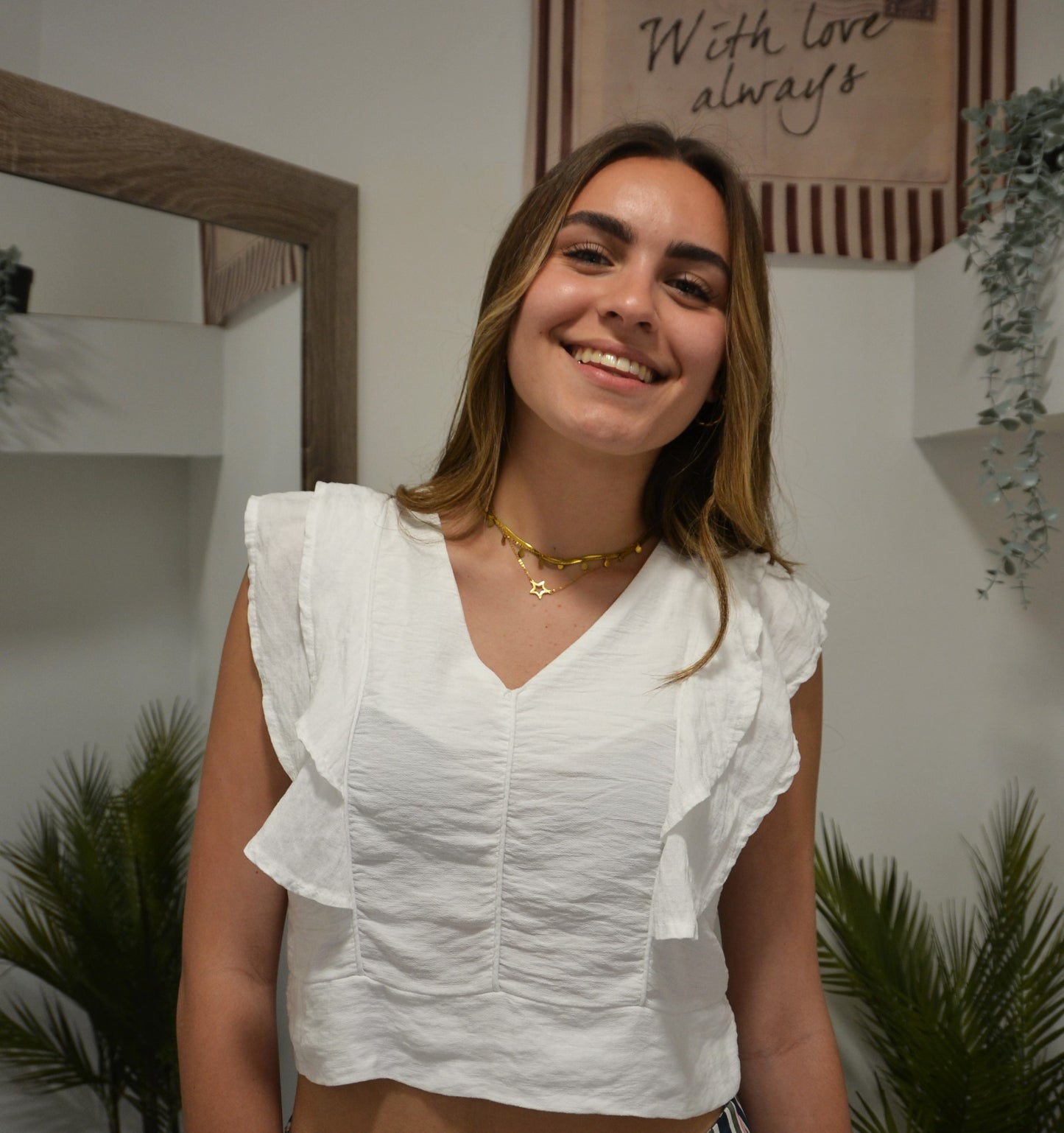 BLUSA VOLANTES BLANCA