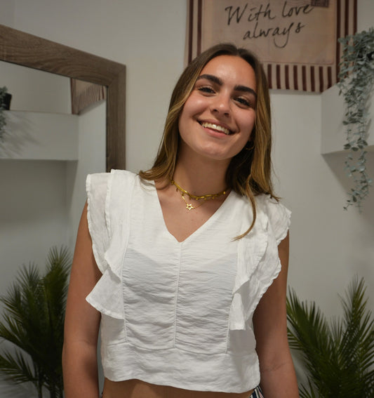 BLUSA VOLANTES BLANCA