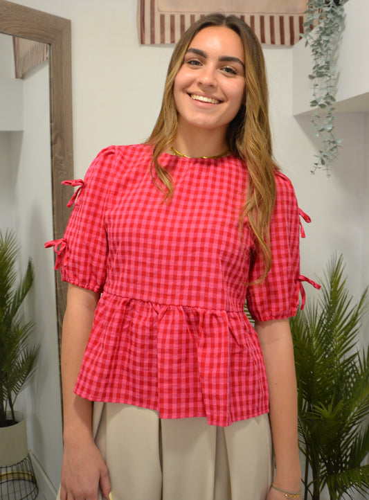 BLUSA VICHY FUCSIA